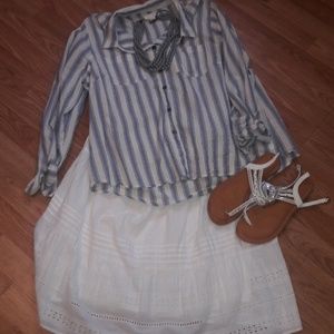 Forever 21 gray and white button down 2XL